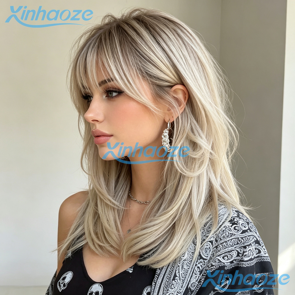 Fringe Human Hair Platinum Blo - 613 Blonde Body Wave Lace Front Wig 评论和价格