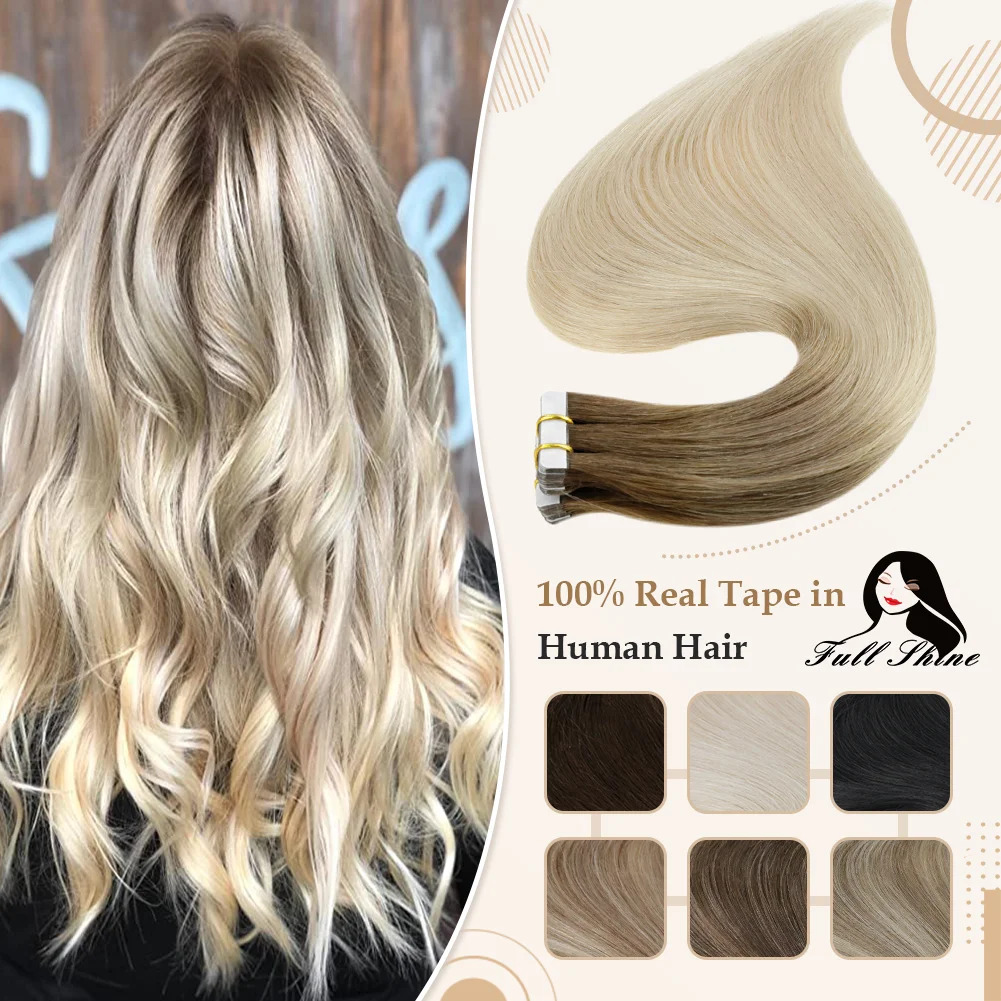 Full Shine Omber Tape in Hair  - Invisible Tape In Extensions Real Hair 评论和价格