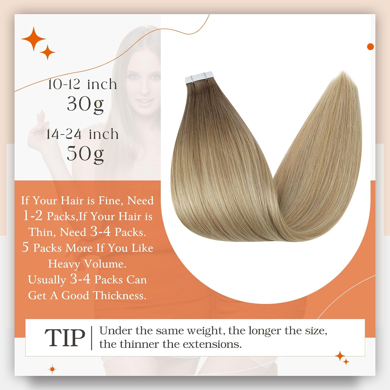 Full Shine Omber Tape in Hair  - Invisible Tape In Extensions Real Hair 评论和价格