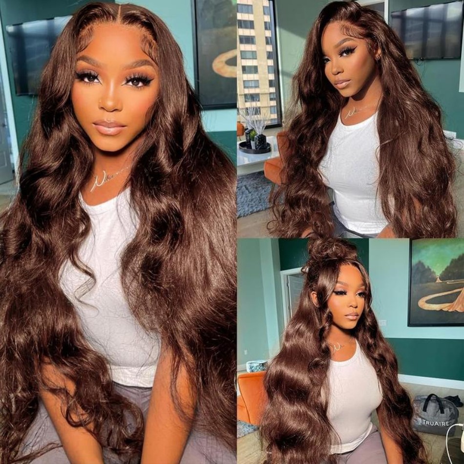 Chocolate Brown Wig Body Wave  - Hd Lace Frontal Wig Human Hair Pre Plucked 评论和价格