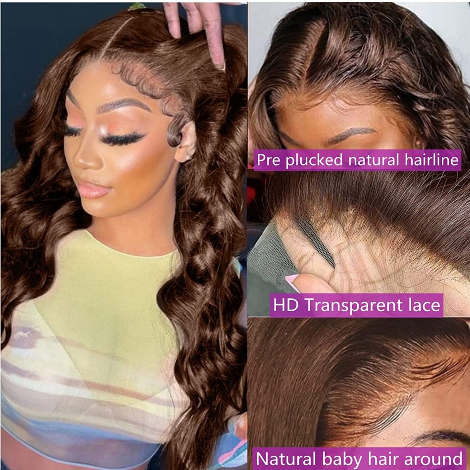 Chocolate Brown Wig Body Wave  - Hd Lace Frontal Wig Human Hair Pre Plucked 评论和价格