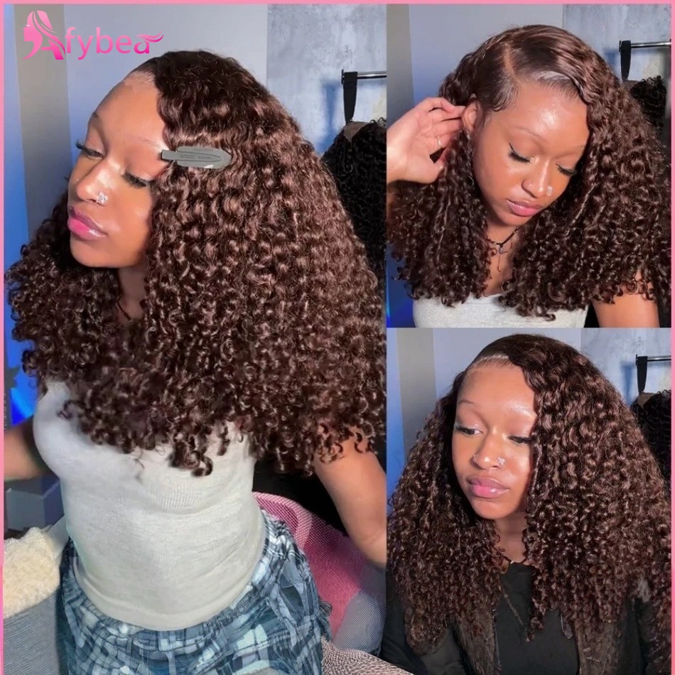 Curly Lace Front Wig Chocolate - Hd Lace Frontal Wig Human Hair Pre Plucked 评论和价格